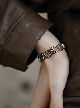 925银人像手链饰品女轻奢高级感小众复古风手环时尚百搭个性饰品