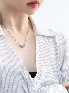 925银小蛮腰项链女中性风锁骨链女轻奢高级感小众设计链子毛衣链