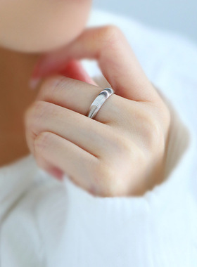 925银简约素圈戒指气质可调节指