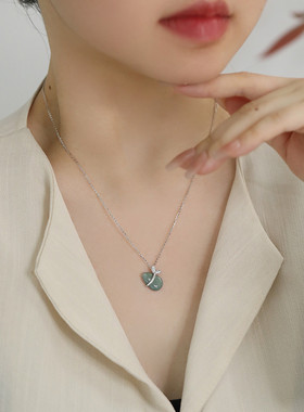 925银爱心葫芦翡翠A货项链女轻奢高级感国风新中式锁骨链饰品