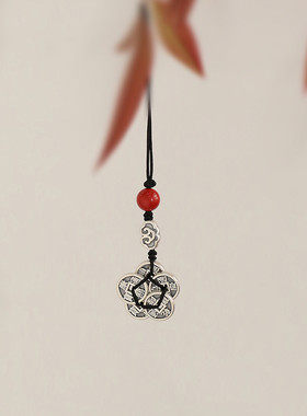 足银辰砂如意钱币DIY配件吊坠女复古小众设计感气质个性百搭饰品