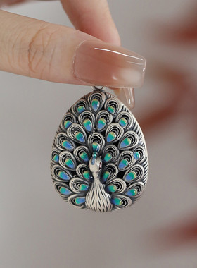 足银孔雀复古中国风吊坠项链锁骨链女2025年链子配饰时尚大气百搭