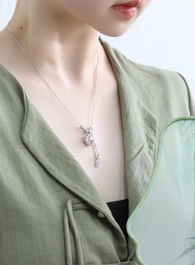 925银如意项链女国潮风锁骨链女轻奢高级感小众设计链子毛衣链