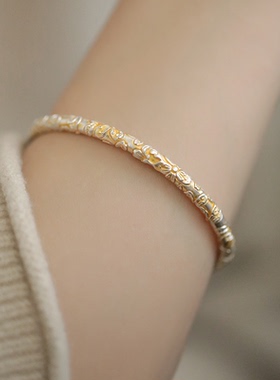 999足银国潮古法描金桃花开口