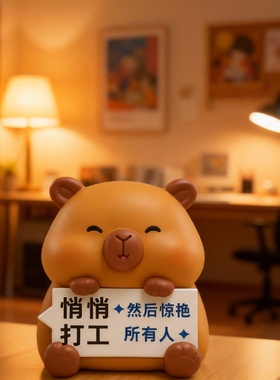 可爱小熊拍拍夜灯树脂摆件