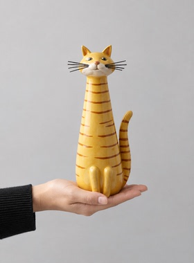 趣味可爱黄猫造型花瓶摆件