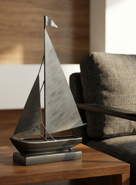 黑色帆船模型简约家居装饰摆件