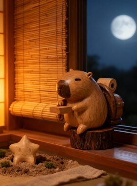 手工实木卡皮巴拉毛绒挂件