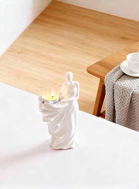 创意树脂人物造型烛台摆件