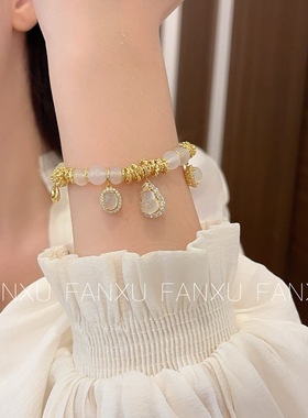 FANXU 新中式重工工艺水沫玉葫芦金色盘缠手链平安扣手串手链