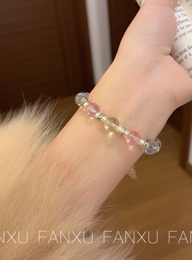 FANXU C家法式透明彩色糖果项链水晶琉璃珠手链