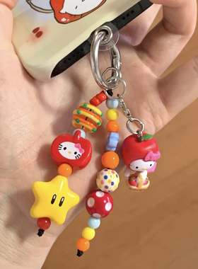 秋冬咖色系小熊吊坠挂件手机链条