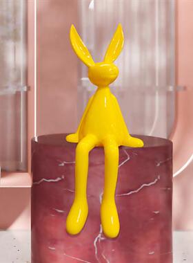玻璃钢卡通雕塑样板间可爱动物装饰品创意公仔大号白兔子摆件坐姿