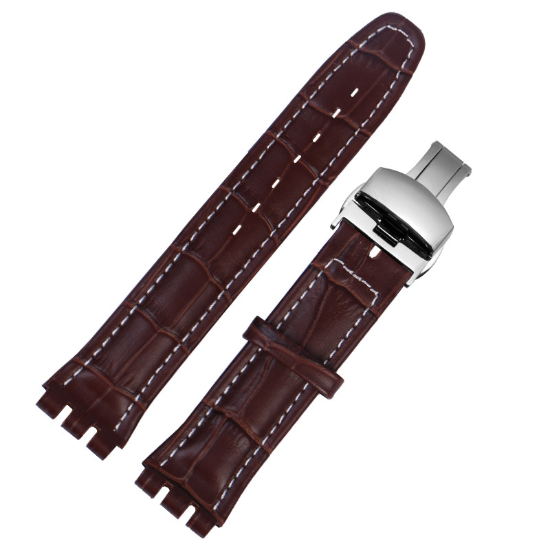 适配斯沃琪真皮男女皮表链表带 季娅唯配件