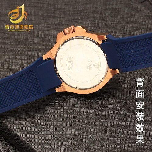 适配GUESS盖尔斯表带配件男W0040G3/0247G3/0040G7硅胶手表带22mm - 图2