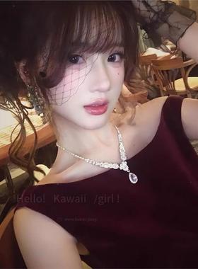 水滴锆石镶钻珍珠流苏项