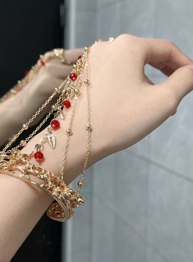 民族风红铃铛手镯古风异