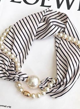 珍珠项链磁扣懒人丝巾女