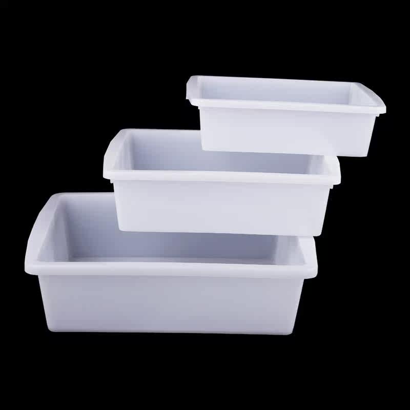 塑料筐长方形白色盒子厨房食品级收纳筐框子商用菜品展示保鲜盒 - 图0