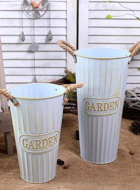 气球花桶美式铁皮花桶鲜花桶花店创意插花桶客厅干花假花装饰桶家