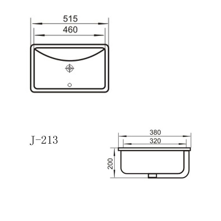 陶瓷方形台下盆 洗脸盆洗手盆大理石台下盆洗漱20寸方盆