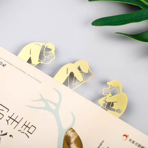【年货节】玖伍米橙原创拥抱情侣金属书签 高档精致创意记录爱情情侣书签 INS风恋爱情侣纪念品礼物 - 图0