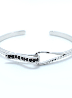 欧美AnilArjandas 微镶黑锆石开口男女时尚手镯 可调节手镯