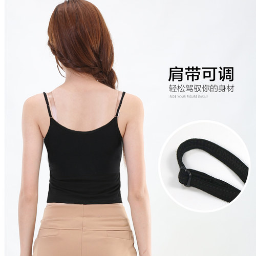 百搭莫代尔短款大码吊带背心女夏可调节显瘦内搭上衣黑色打底衫薄 - 图2