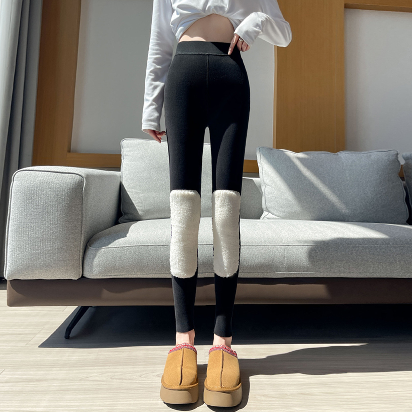 加绒加厚打底裤女秋冬高腰紧身保暖裤羊羔绒护腰护膝贴片防寒棉裤,淘宝优惠券,粉丝福利购,淘宝优惠卷