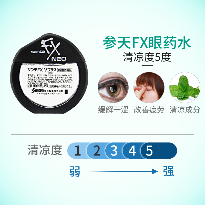 日本参天FX NEO银装眼药水缓解眼疲劳眼充血红血丝滴眼液水12ml-图1