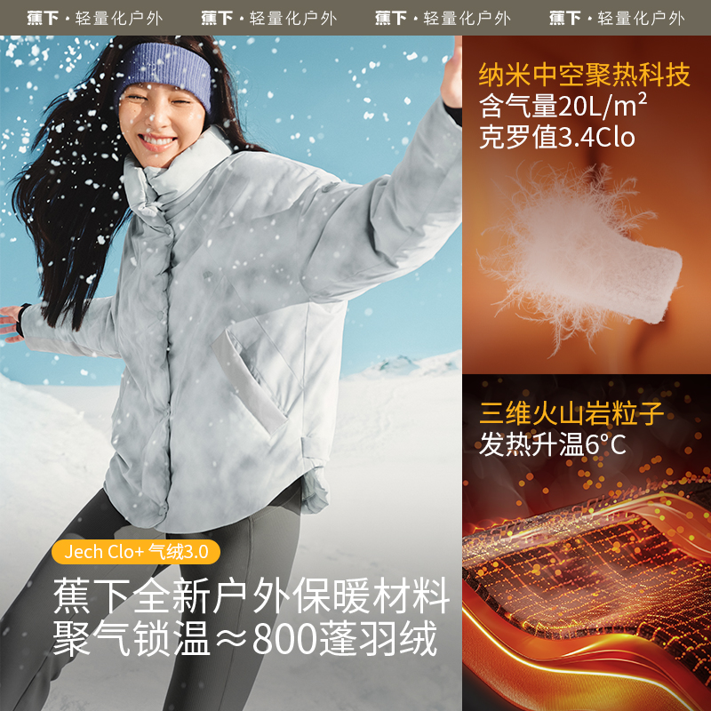 蕉下泡芙气绒服加厚外套女立领防风面包服防寒保暖似羽绒棉服秋冬