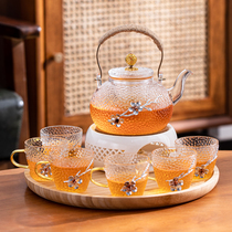 Fruit Flower Teapot Candle Cooking Tea Stove Heating Beauty Salon Wellness Tea Set Glass Lower Afternoon Tea Mug Suit Light Lavish