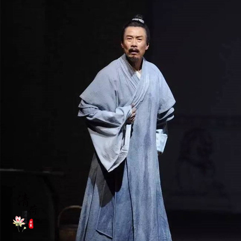 唐朝宋朝八大家诗人服装李白汉服男杜甫古装男棉麻话剧演出书生服