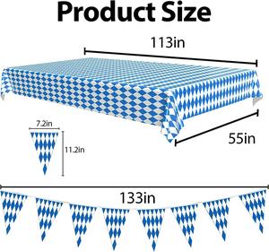 经典款现货啤酒节德国慕尼黑桌布十月节派对装饰蓝白格子桌布三角