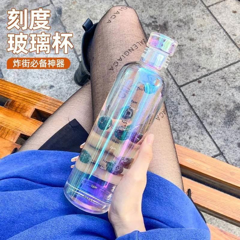 小红书同款时间刻度玻璃水杯男女高颜值水杯500~1000ml - 图1