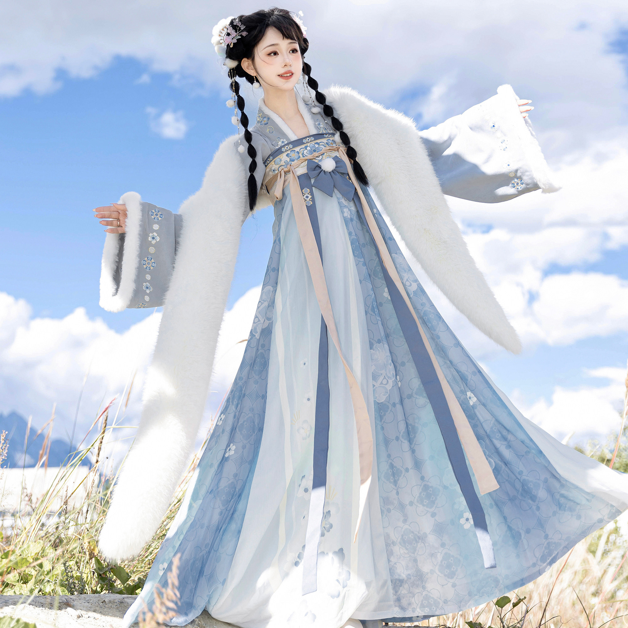 素羽华裳冰糖丸子 新款唐制汉服女改良齐胸襦裙 斗篷外套秋冬套装,淘宝优惠券,粉丝福利购,淘宝优惠卷