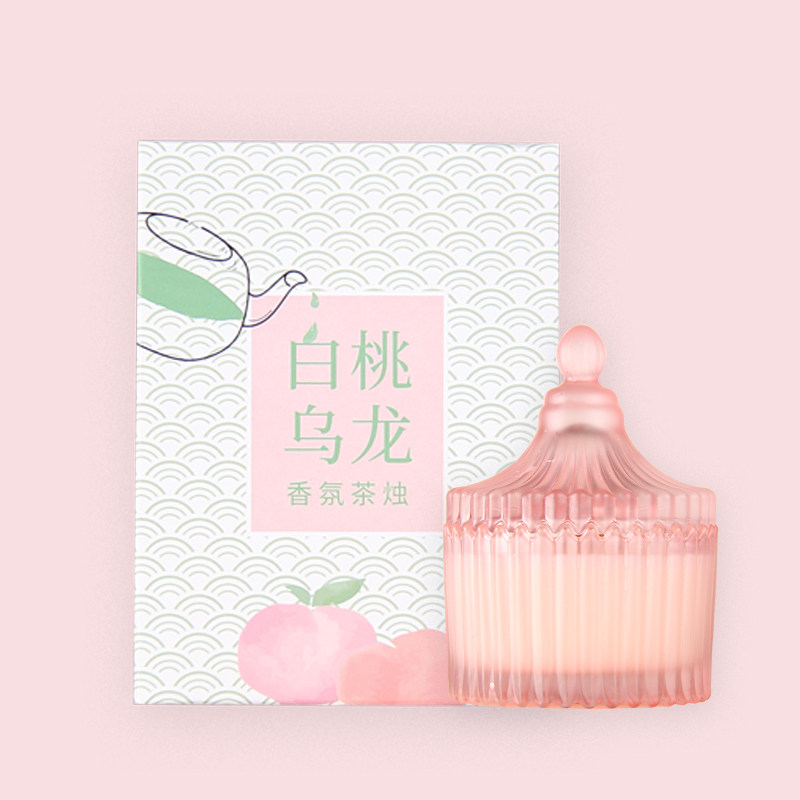 60g桃子味香薰持久留白桃乌龙茶烛 节气盒子香熏蜡烛