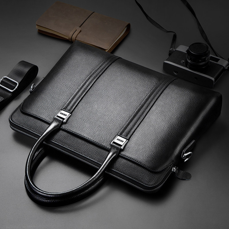 手提包男真皮大容量商务男士包包 妃陌男士包袋