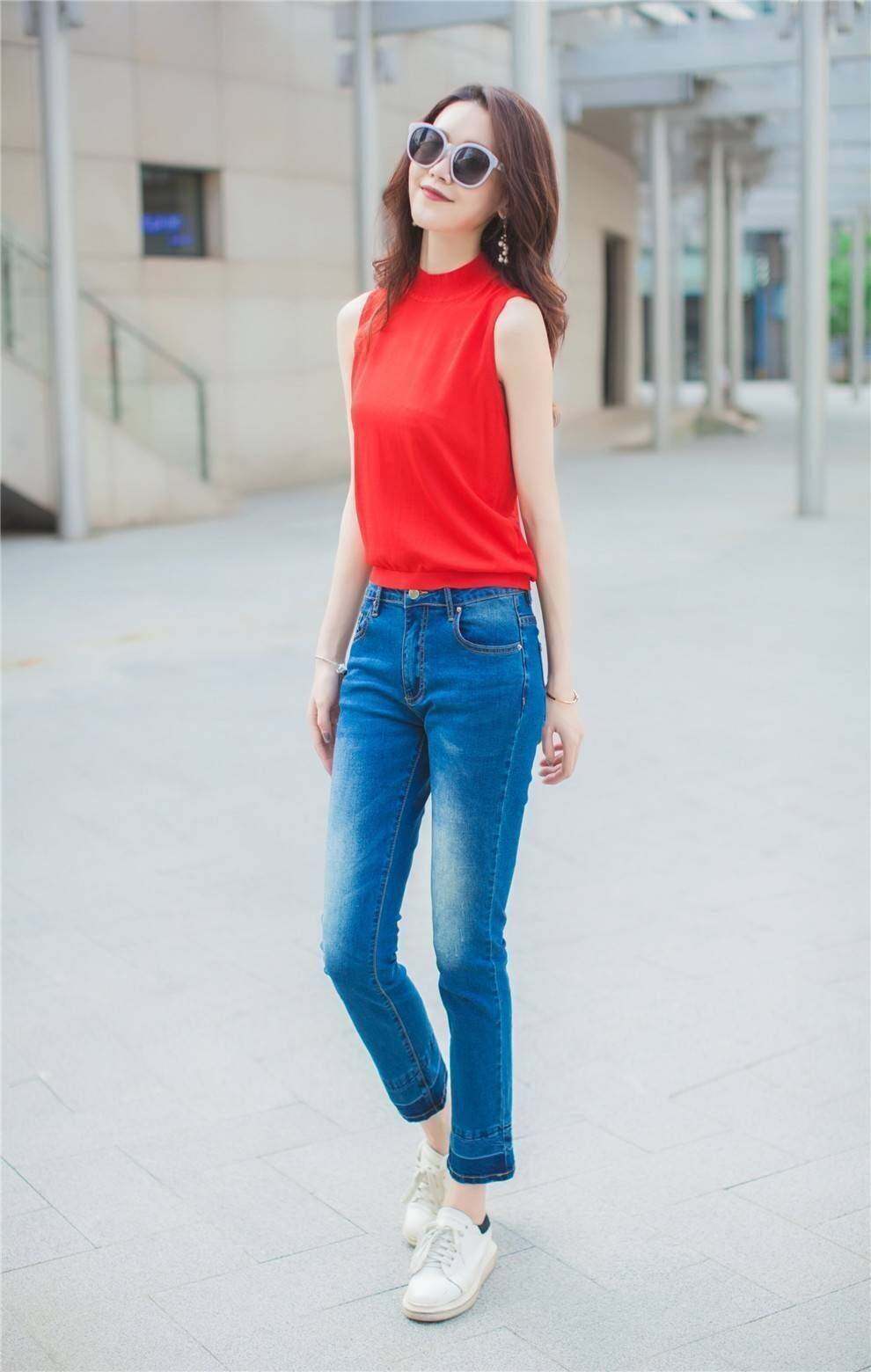 阿玛施旗舰店官网2020夏季牛仔裤 范芙熙牛仔裤