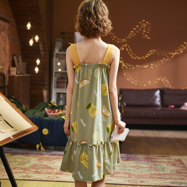 枝慧旗舰店吊带睡裙女夏季棉薄款睡衣裙性感睡衣卡通可爱风女学生大码家居服3