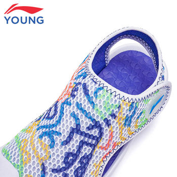 ເກີບເດັກນ້ອຍ Li Ning ເດັກຍິງ Baotou Sandals 2024 Summer ໃຫມ່ Velcro Anti-Slip Casual ເກີບຫາດຊາຍຊາຍ