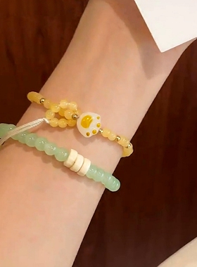 新中式猫爪双圈手工编织手链