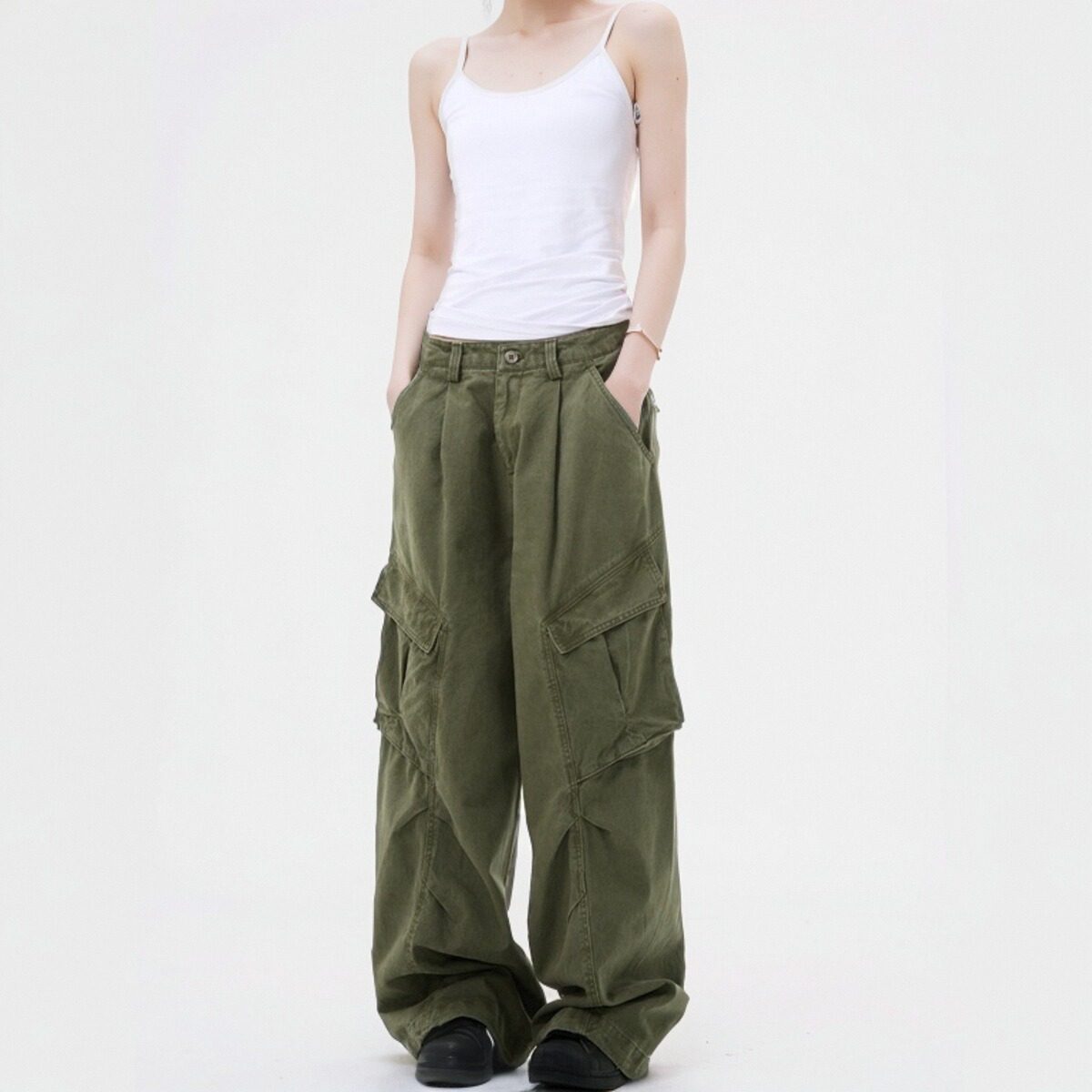 MADWITCH美式复古解构设计感工装裤男女宽松休闲褶皱直筒垂感裤子,淘宝优惠券,粉丝福利购,淘宝优惠卷