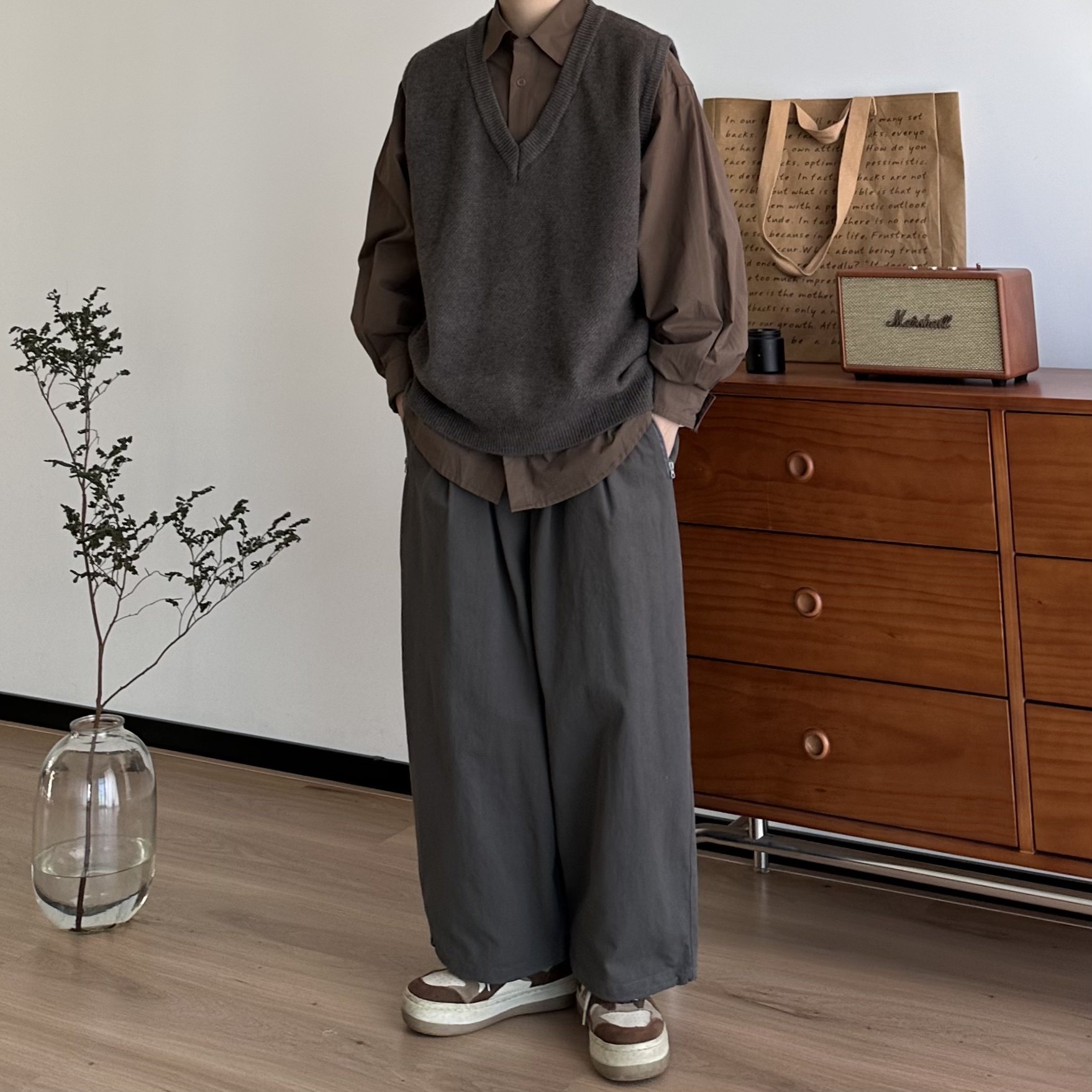 B东日系男装秋冬毛衣背心男女无袖v领针织衫宽松文艺复古叠穿马甲,淘宝优惠券,粉丝福利购,淘宝优惠卷