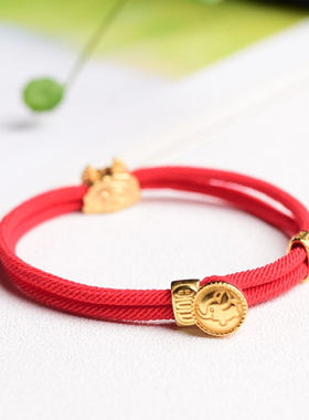 SHAHD晶字塔 925银龙饺龙年红绳古法掐丝工艺绞股绳手链古风吉祥