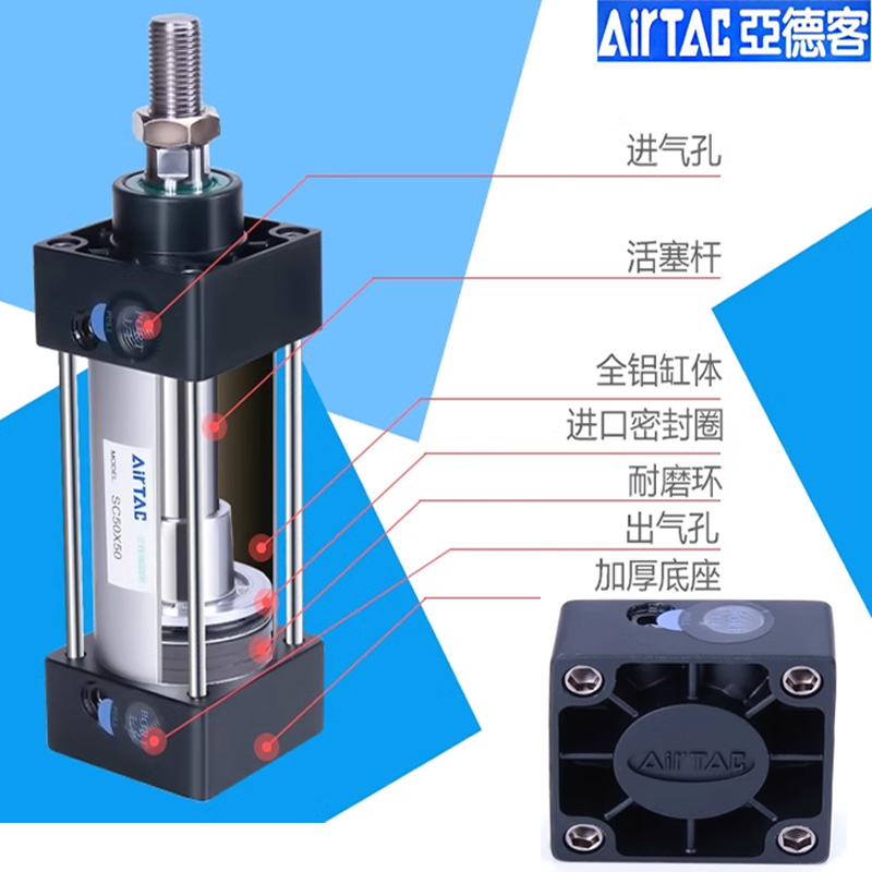 亚德客SC32X25 40X50 63X75X80X100X125X150X200X300X400标准气缸 - 图1