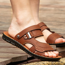 Summer 2023 new mens sandals slippers for mens leather sandals Driving casual non-slip outside wearing beach shoe tides