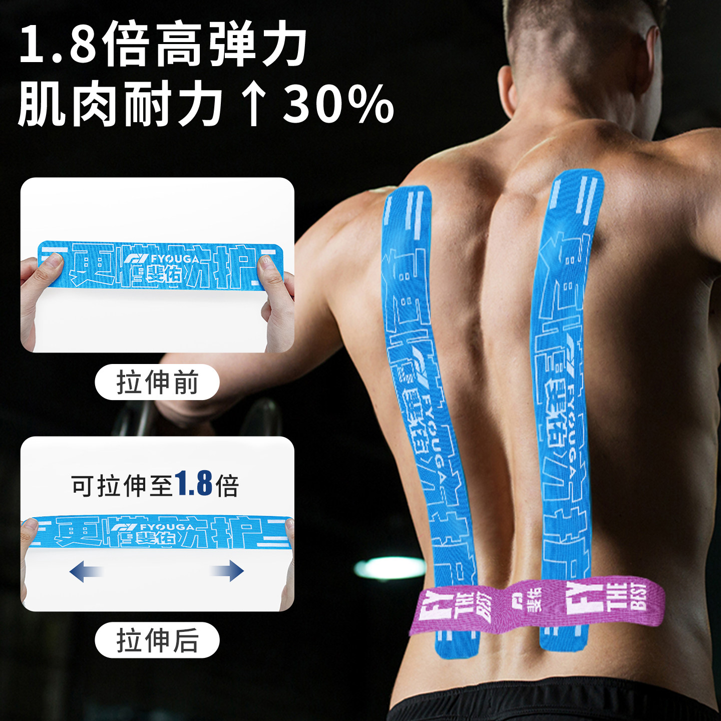 FYOUGA斐佑肌肉贴运动员专用绷带膝盖预分切肌贴脚踝胶带肌内效贴,淘宝优惠券,粉丝福利购,淘宝优惠卷