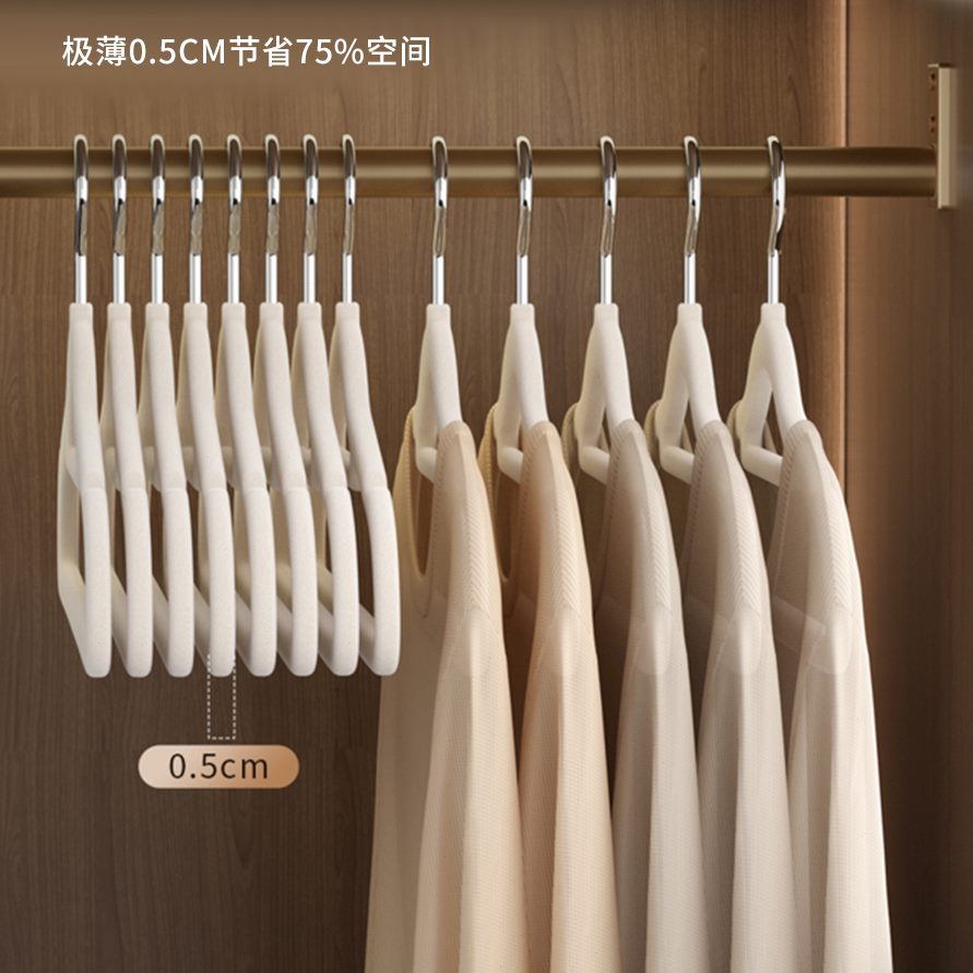 专用无痕植100角个绒衣架家用防师晾衣服撑子挂衣防滑整理衣柜肩 - 图1