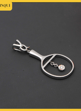 vinqui乒乓球925银钻石吊坠刻字